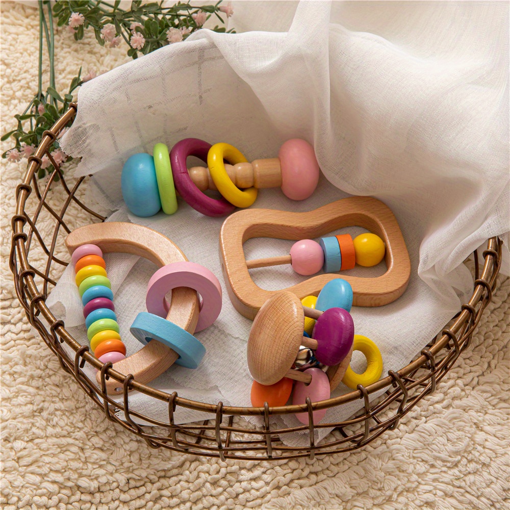 1pc Wooden Baby Rattle Set Montessori Teething Ring Log Rattle Grab Baby  Toys Training Hands Ability Cognition Early Education Toy Gift - Toys &  Games - Temu Philippines