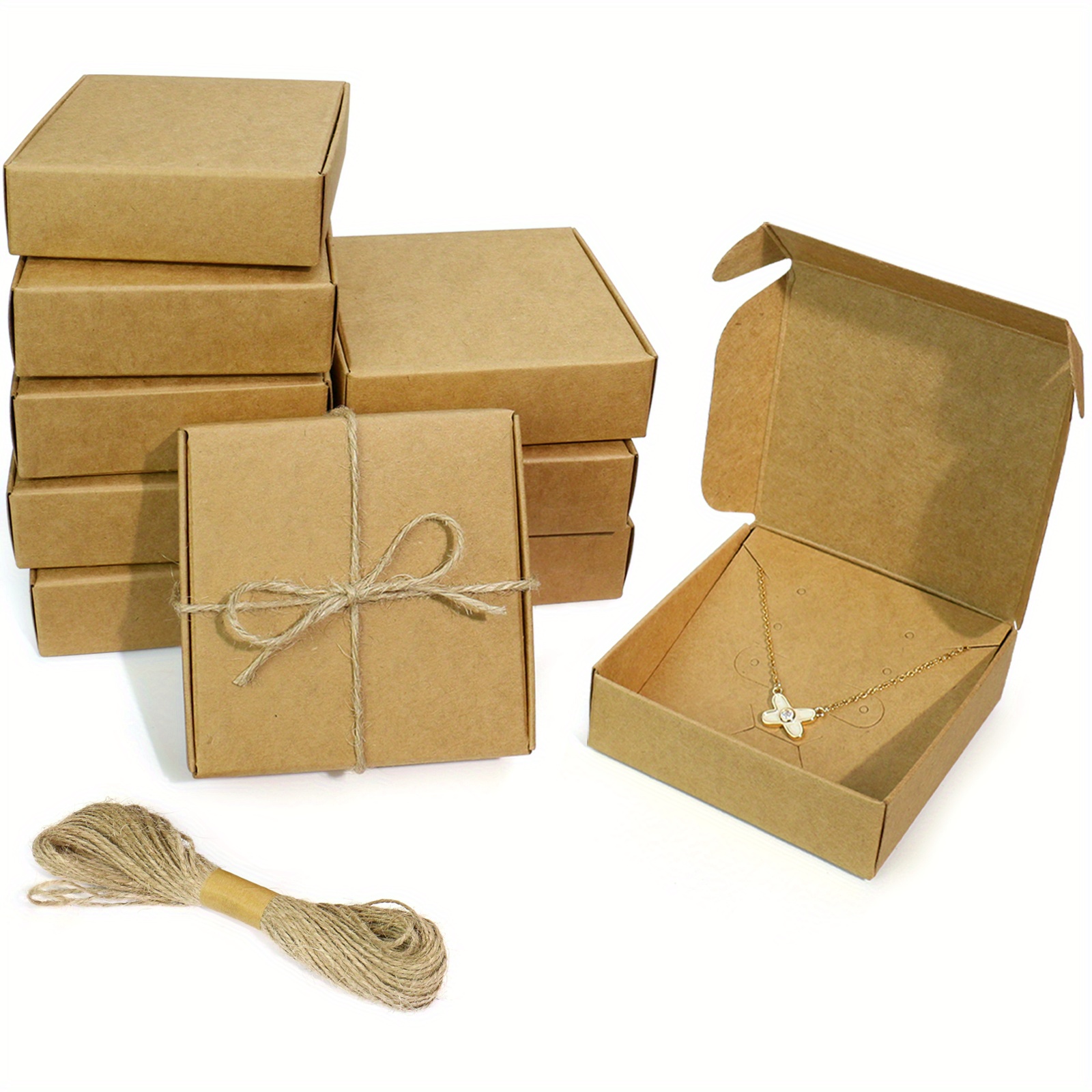Kraft Paper Jewelry Brown Gift Boxes Suitable For Packaging - Temu