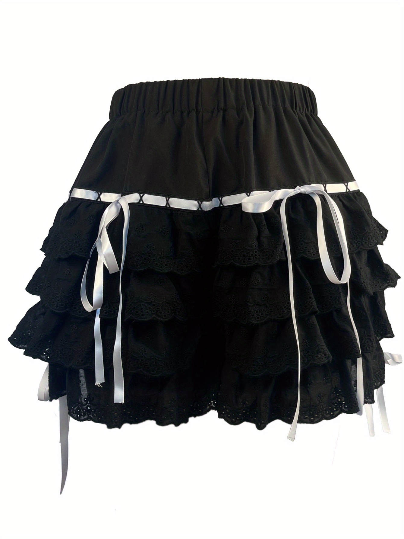 Layered Lace Trim Tie Front Shorts, Y2k Lantern Shorts For Spring ...