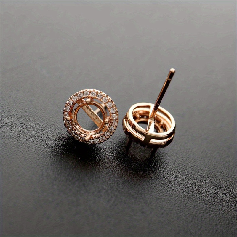 925 Sterling Silver Rose Golden Tone DIY Prong Studs