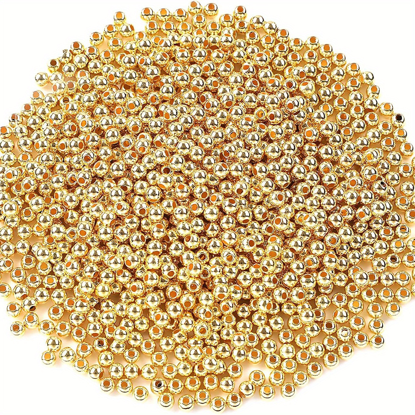 3 4 6 8 10 Gold Color Plated Ccb Round Seed Spacer Loose - Temu