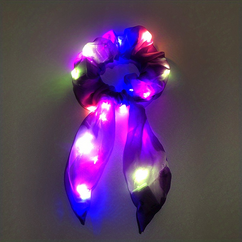 led scarves scrunchies luminous hair tie colorful hair ties ponytail holder hair ropes hair accessories for women daily use halloween costume hair decoration details 7