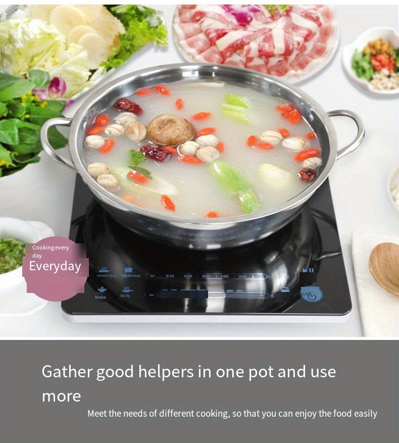 1pc Stainless Steel Twin Divided Double Pot Hotpot Gas Stove Soup Cooking  Pot - Home & Kitchen - Temu Germany