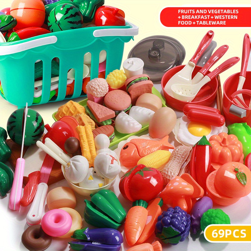 73 piezas de alimentos de corte para niños, juguetes de cocina, accesorios  para cortar frutas y verduras, regalos de Navidad, juguetes para niños