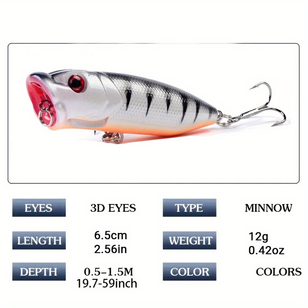 Premium Topwater Popper Fishing Lures Hard Bait Wobblers 6# - Temu