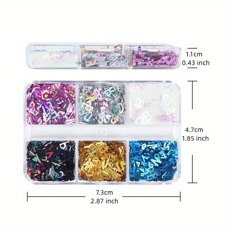 6 Colors Holographic Letter Chunky Glitter Flakes Confetti - Temu