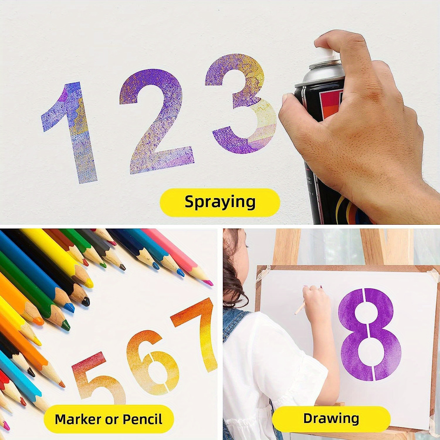 Number Stencils Set Plastic Number Stencils Reusable Digital Temu