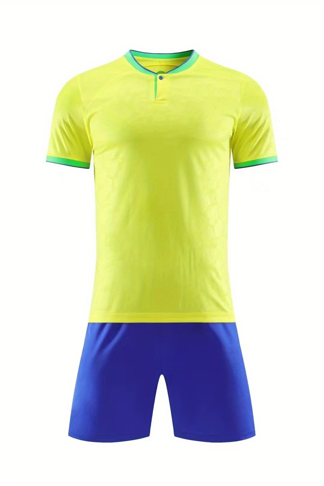 Mens Sports Suit Mens Yellow Sports Short Sleeves Football Jersey