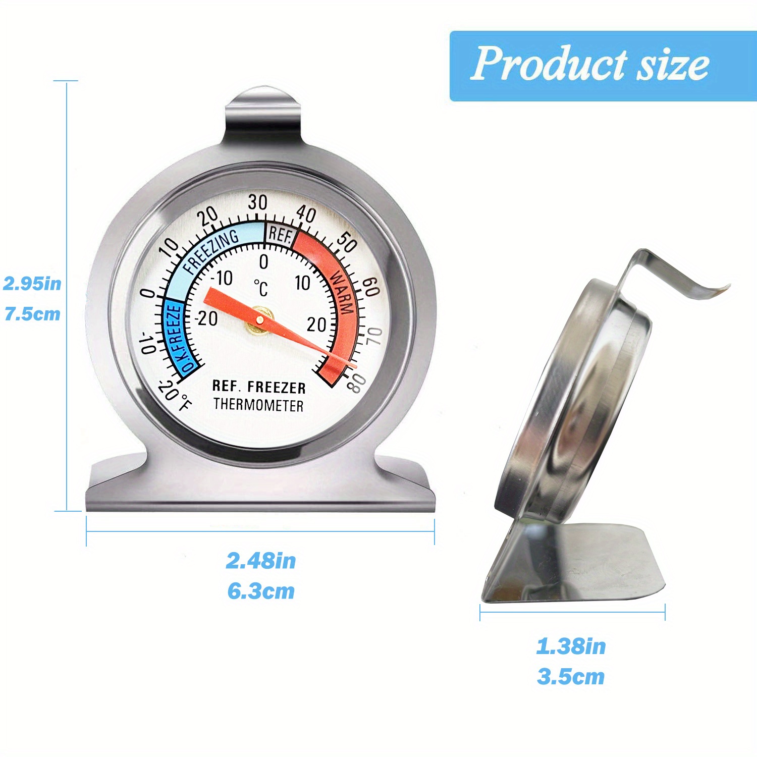 Stainless Steel Dial Oven Thermometer, Stand Up Monitoring Temperature  Gauge Round Oven Displays for Home Kitchen Baking Supplies