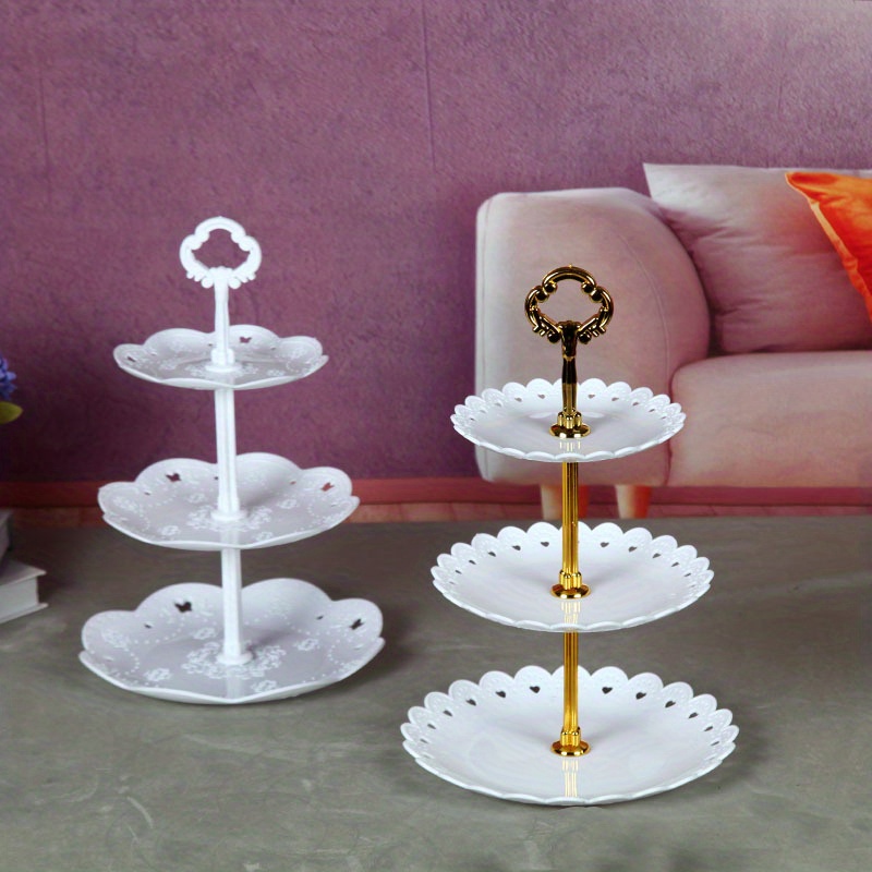 3 Tier Round Serving Platter, Three Tiered Cake Tray Stand, Food Serve -  Le'raze by G&L Decor Inc
