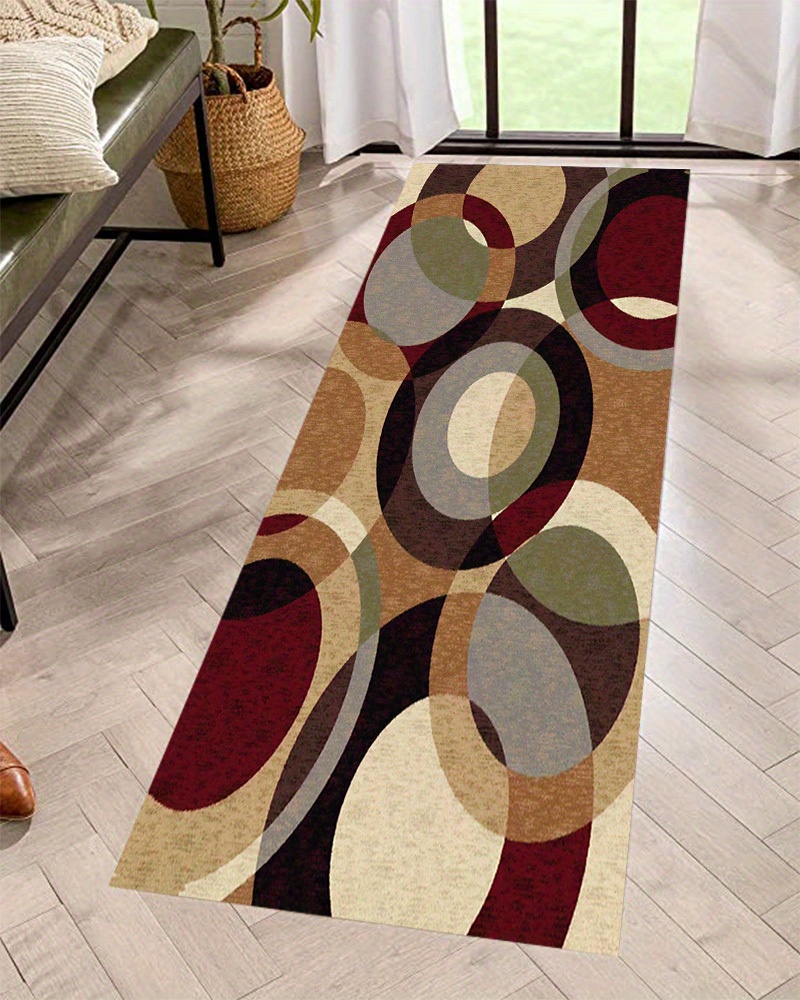 Geometric Runner Rug, Non-slip Non-shedding Vintage Runner For