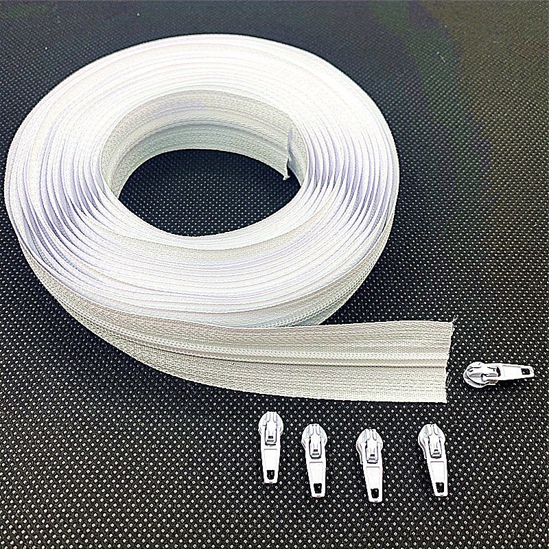 5 Meters (5.) Of Long Nylon Coil Zipper In 20 Colors, Including 5 Zipper Sliders, Diy Sewing Projects And Clothing Accessories.