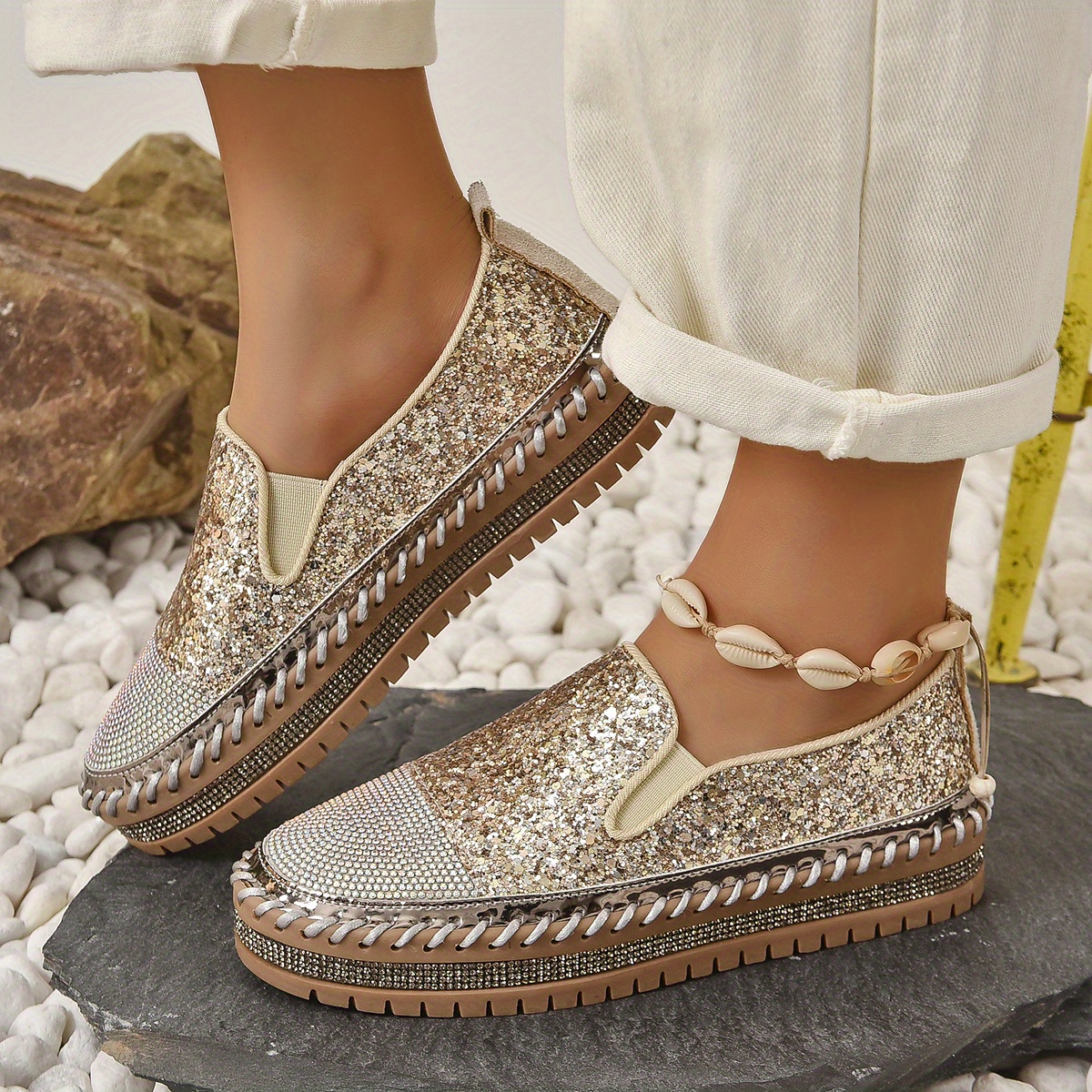 Dames loafers met strass en pailletten modieuze instap Temu Belgium