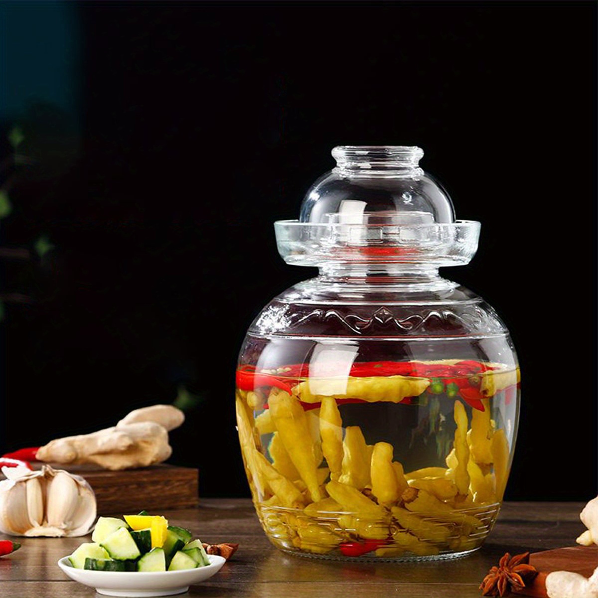 Glass Fermentation Jar, Glass Pickle Jar, Fermentation Jar With Water