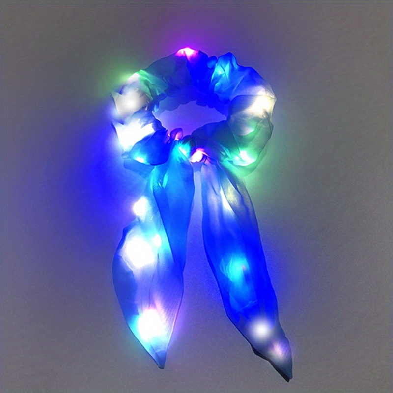 led scarves scrunchies luminous hair tie colorful hair ties ponytail holder hair ropes hair accessories for women daily use halloween costume hair decoration details 9