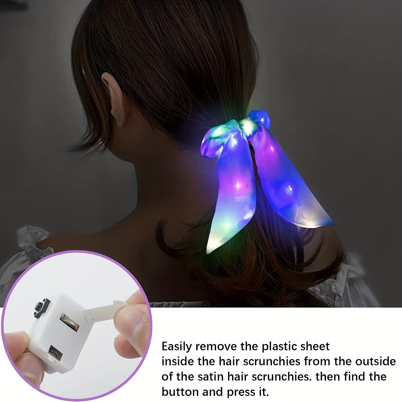 led scarves scrunchies luminous hair tie colorful hair ties ponytail holder hair ropes hair accessories for women daily use halloween costume hair decoration details 4