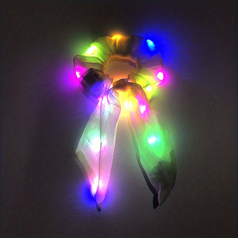 led scarves scrunchies luminous hair tie colorful hair ties ponytail holder hair ropes hair accessories for women daily use halloween costume hair decoration details 10