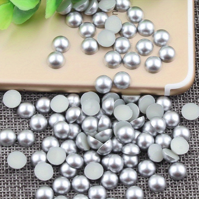 Perlas planas para manualidades, 1.76 oz de color morado blanco AB medias  perlas para manualidades, tamaño mixto de 3/4/5/6/8/0.394 in de parte