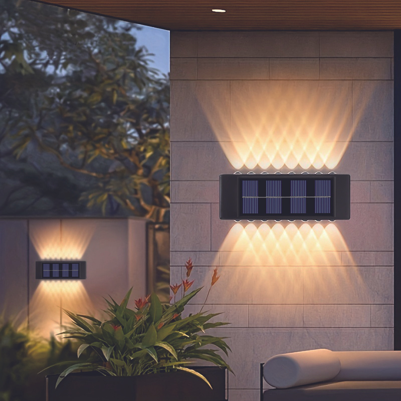 2 uds colector Solar luces arriba y abajo lámparas solares impermeable  interior exterior LED luz de pared para jardín Patio garaje camino de  entrada