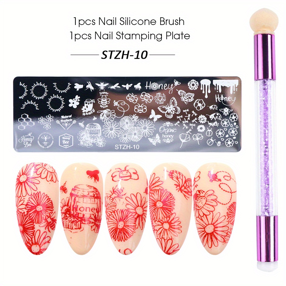 KADS Nail Art Stamping Plate Nature Manicure DIY Template Stencil Nail Set  Kit