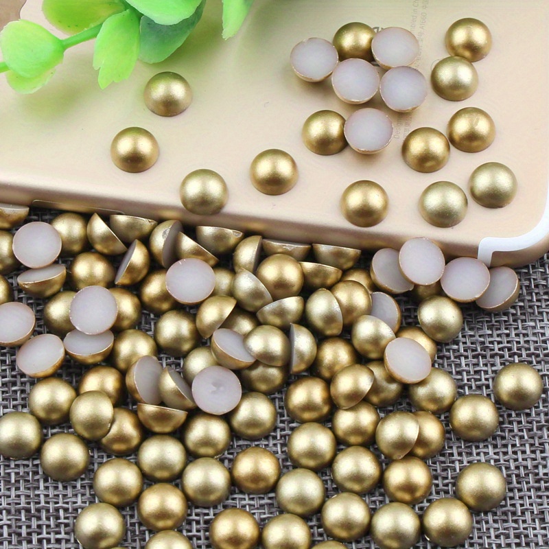 Medias perlas para manualidades, juego de cuentas de perlas con parte  posterior plana para decoración artesanal de uñas, tamaños mixtos de 3-10mm