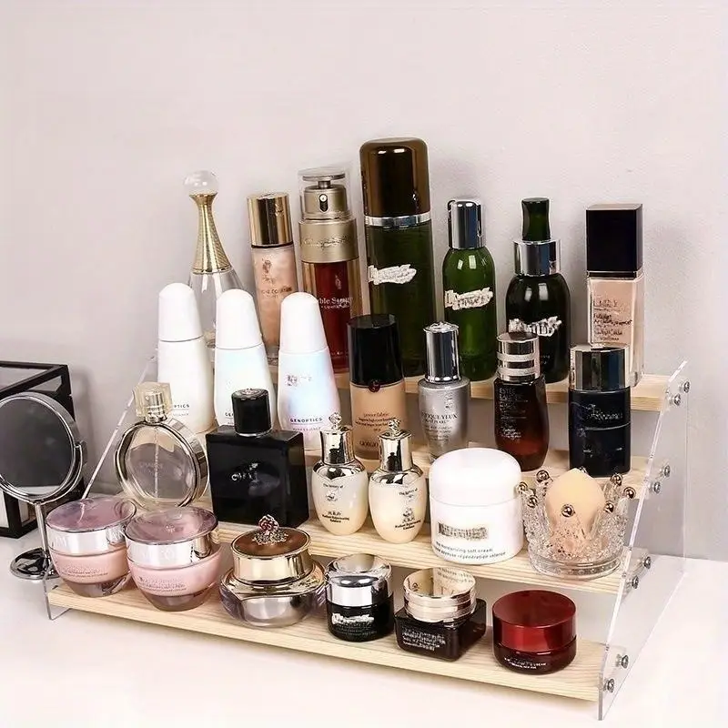 3/4/5 tier acrylic wooden display rack perfume glasses - Temu