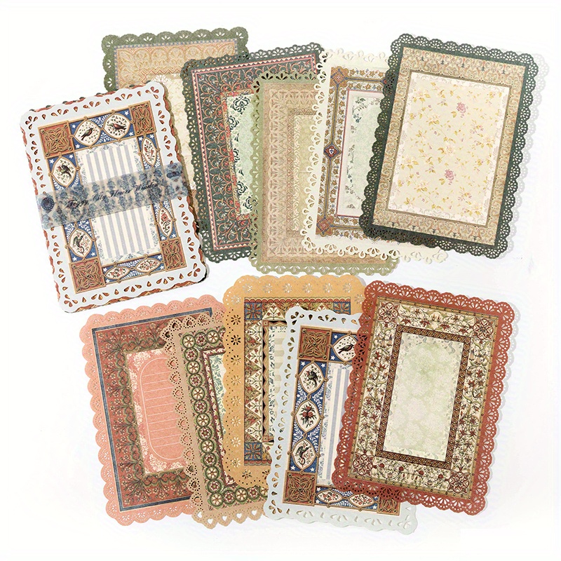 Hollow Out Lace Old Book Pages Material Paper Junk Journal - Temu