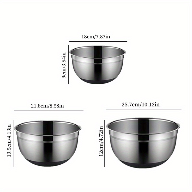 Mixing Bowl With Silicone Bottom Stainless Steel Stackable - Temu