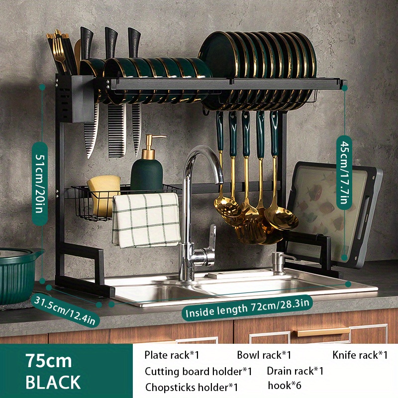 Kitchen Dish Drying Rack, Tableware And Seasoning Rack, 3-tier