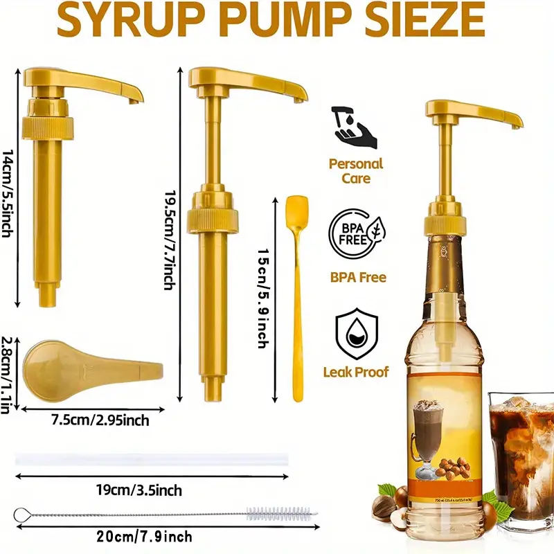 Coffee Syrup Pump Dispenser, 6 Pack Syrup Pump for 750ml/25.4 oz