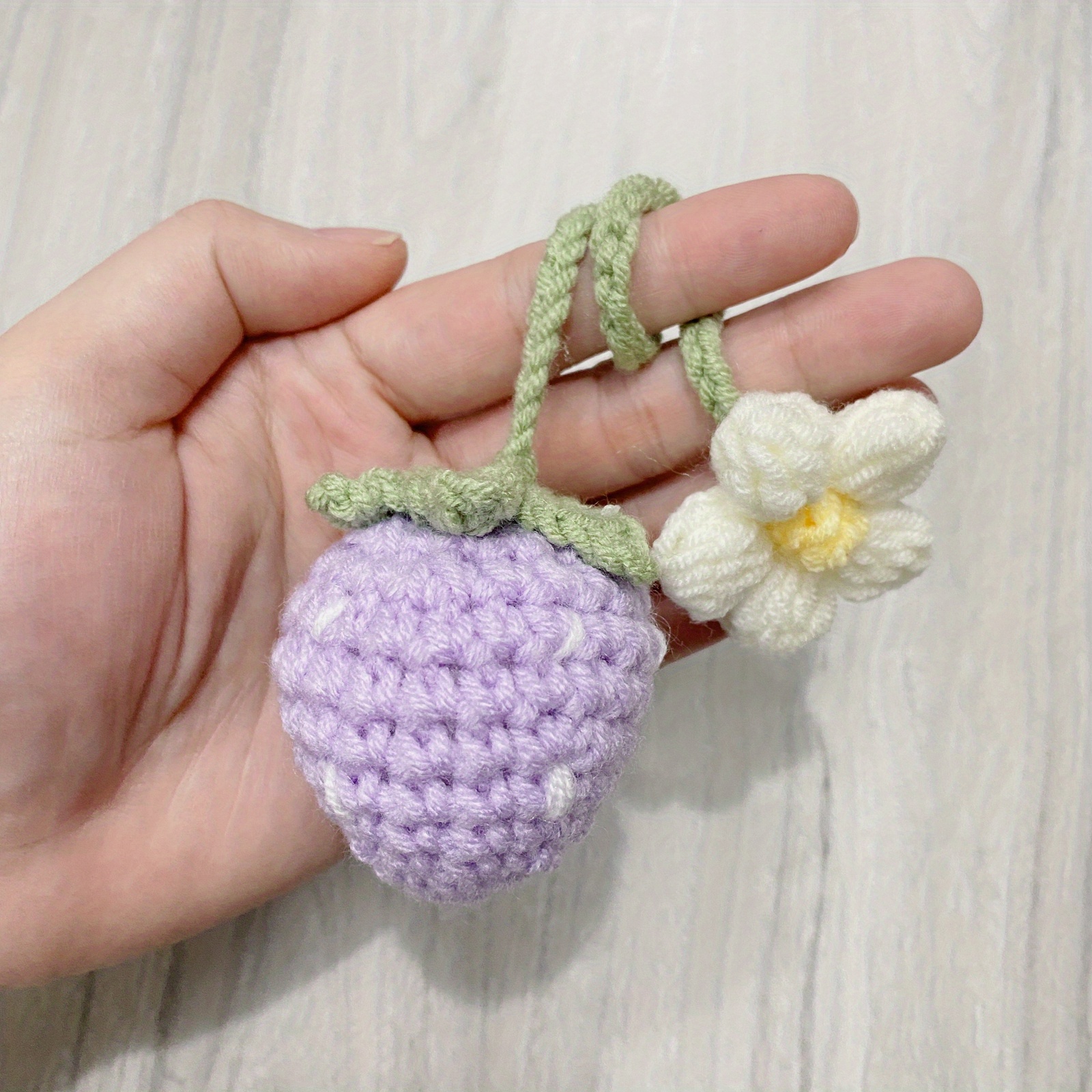 BOOFIRE Keychain Handmade,Hand Knitted Strawberry Bag Ornament,Backpack Ornaments for Girls,gift for Her Kids Birthday Graduation (1pcs)