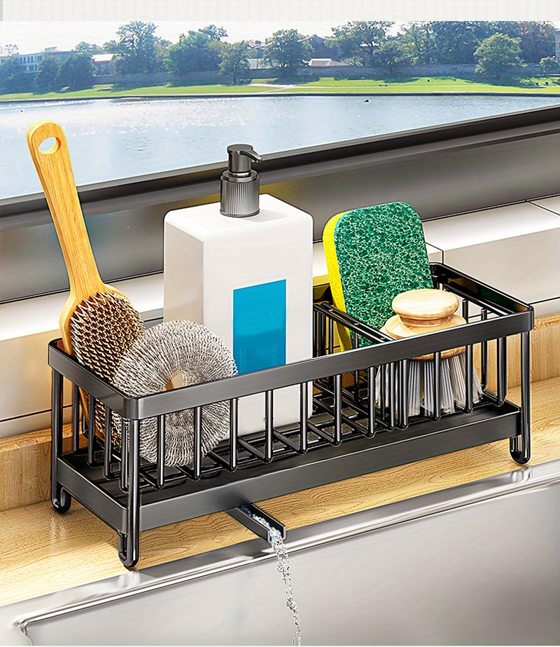 iSPECLE Sink Caddy Sponge Holder, with Removable Drain Tray, Upgraded