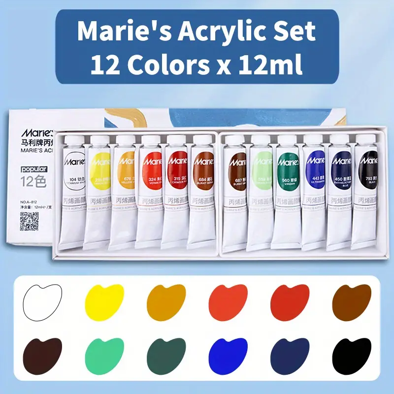 12/18/24 Colors Professional Acrylic Paint Set 50ml Tubes Drawing Painting  Pigment Hand-painted Wall Paint for Artist DIY