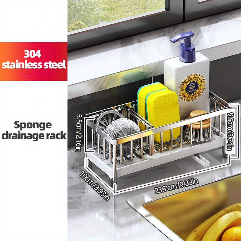 iSPECLE Sink Caddy Sponge Holder, with Removable Drain Tray