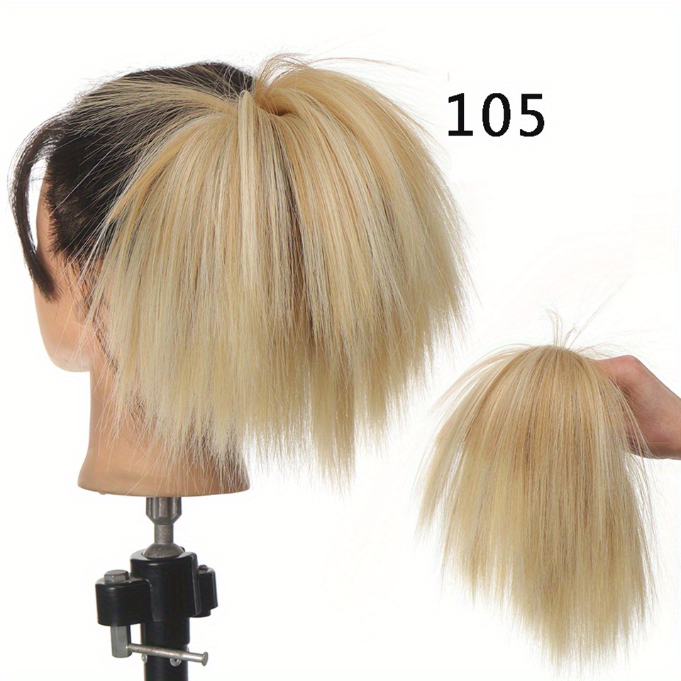 Messy Straight Hair Bun Extensions Synthetic Elastic Chignon Temu