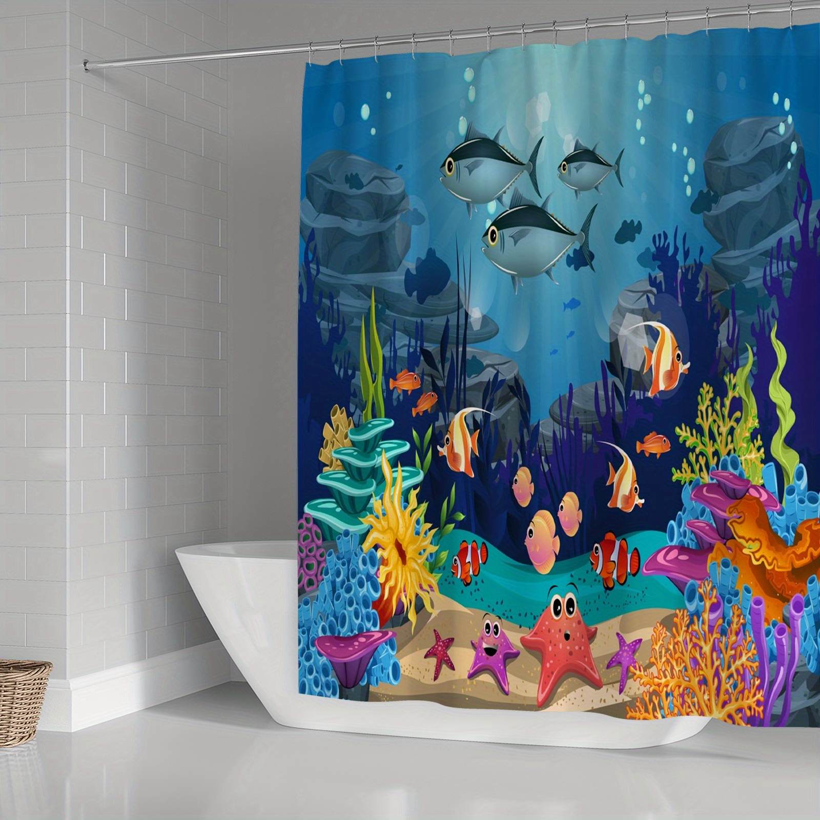 Turtle Starfish Coral Bathroom Set, Waterproof Mildew Resistant Shower  Curtain With 12 Plastic Hooks, Non-slip Bathroom Floor Mat, Toilet U-shaped  Mat, Toilet Lid Mat, Ocean Marine Bathroom Decorations, Bathroom  Accessories - Temu