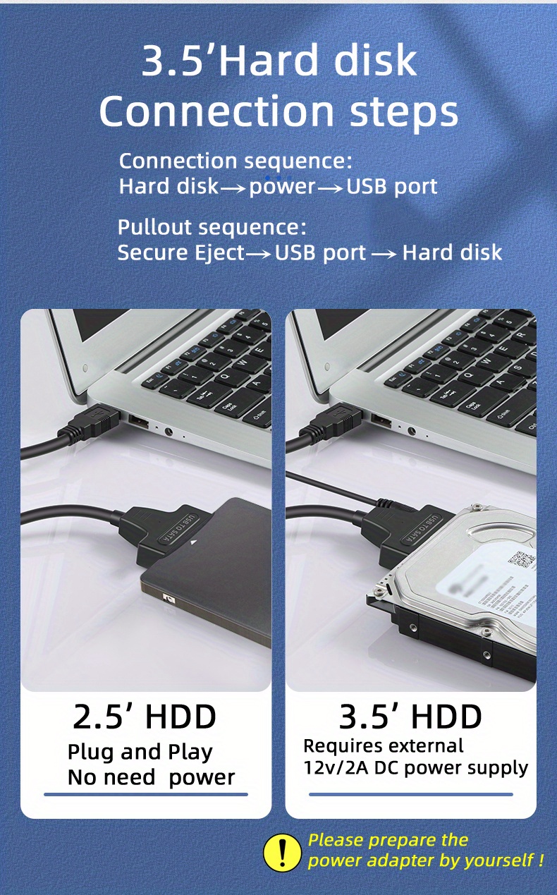 How to connect 3.5 Inch Sata HDD to Laptop via USB 