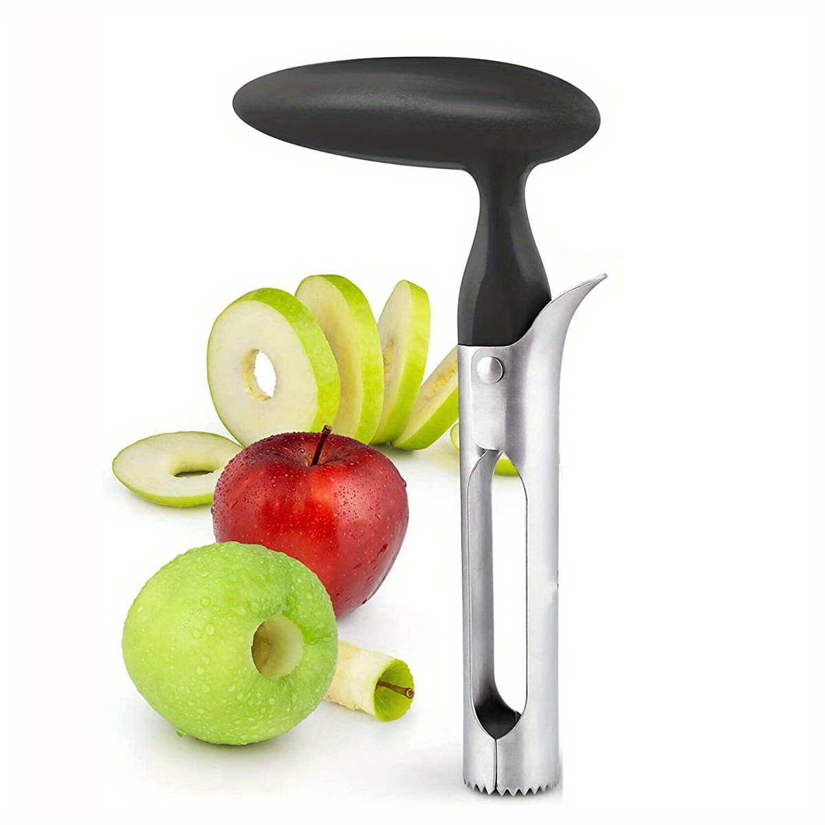 Descorazonador y cortador de manzana, rebanador de frutas y verduras,  removedor de núcleo de manzana, perfecto para manzanas, peras y más  Ormromra CPB-DE-WX109