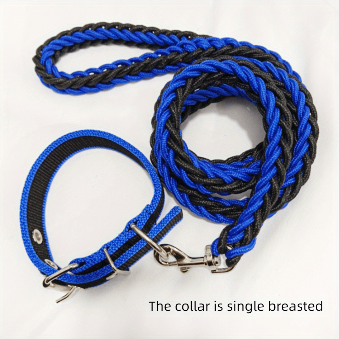 Braided Dog Leash Heavy Duty Nylon Training Walking Thick Rope Medium Large Dogs, Blue