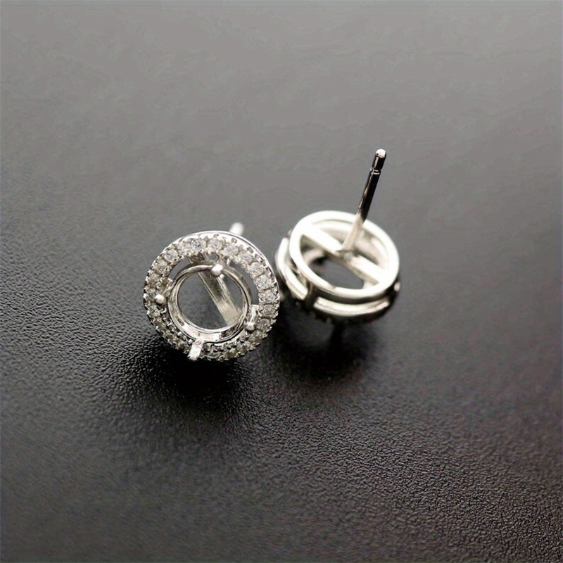 925 Sterling Silver Rose Golden Tone DIY Prong Studs