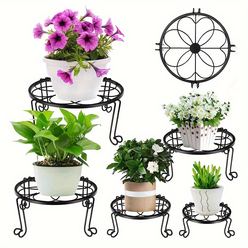 Dyiom 30 in. Tall Outdoor Black Metal Plant Stand Rustproof Heavy