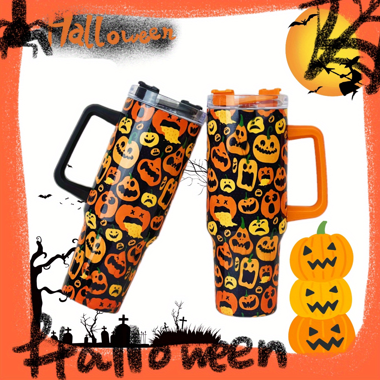 Cute Boo Tumbler 40oz With Handle Halloween 40oz Tumbler -  in 2023