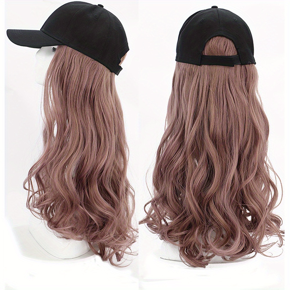Long Water Wave Light Purple Hair Extensions Baseball Wig Hat For Women And  Girls - - Temu