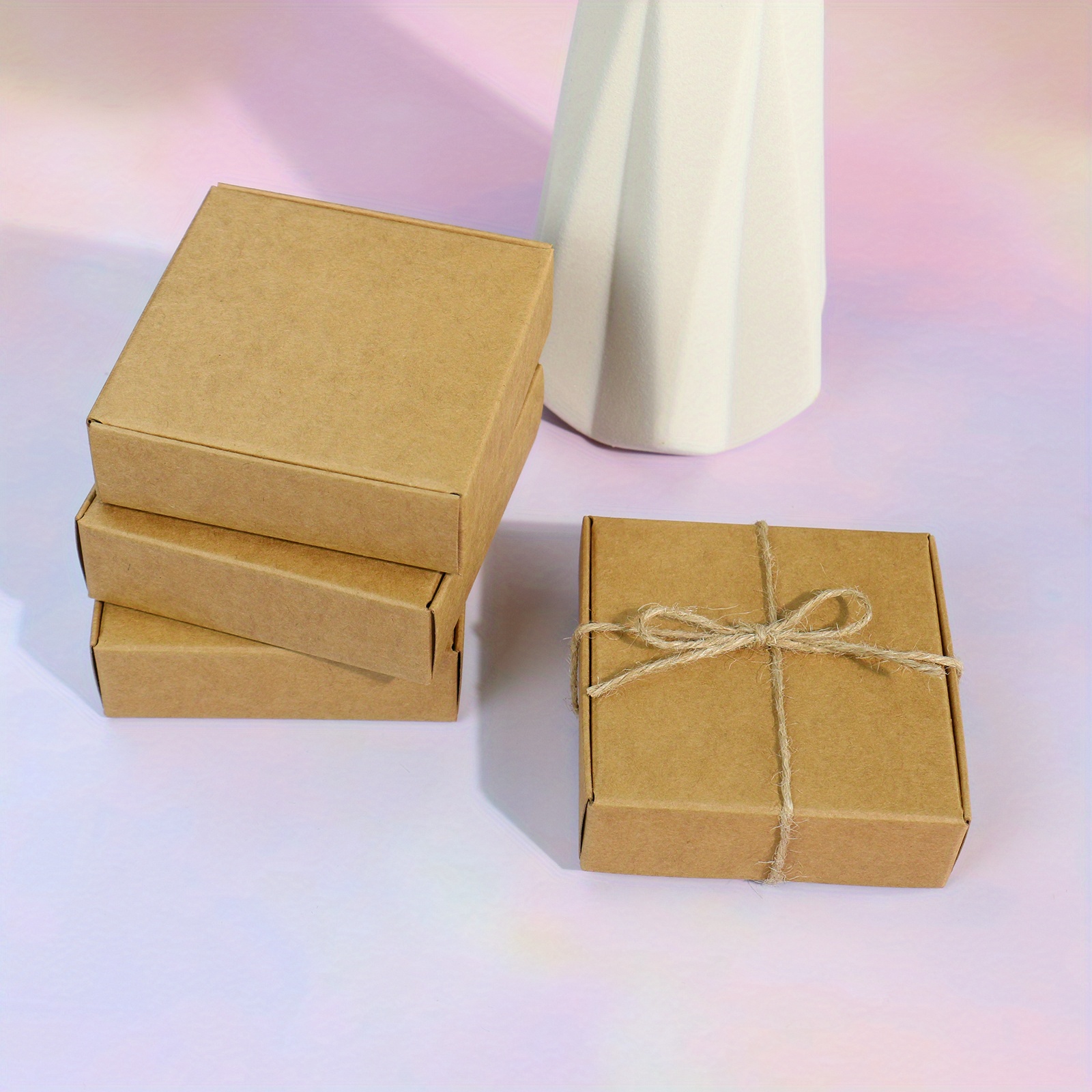 20 piezas cajas de regalo de papel Kraft Vintage para ropa caja de cartón  marrón grande camisa bufanda de seda cajas de embalaje con cinta