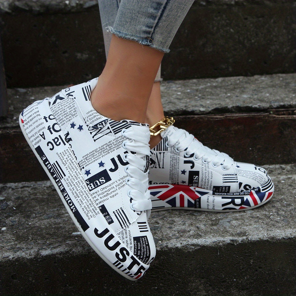 Flag Accent Leather Sneaker