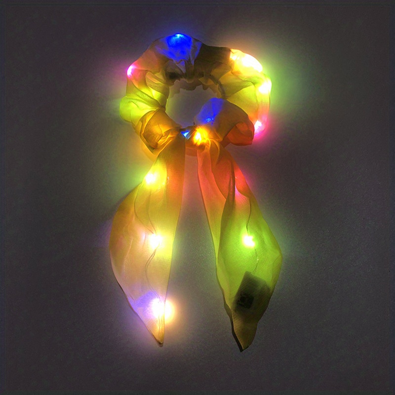 led scarves scrunchies luminous hair tie colorful hair ties ponytail holder hair ropes hair accessories for women daily use halloween costume hair decoration details 6