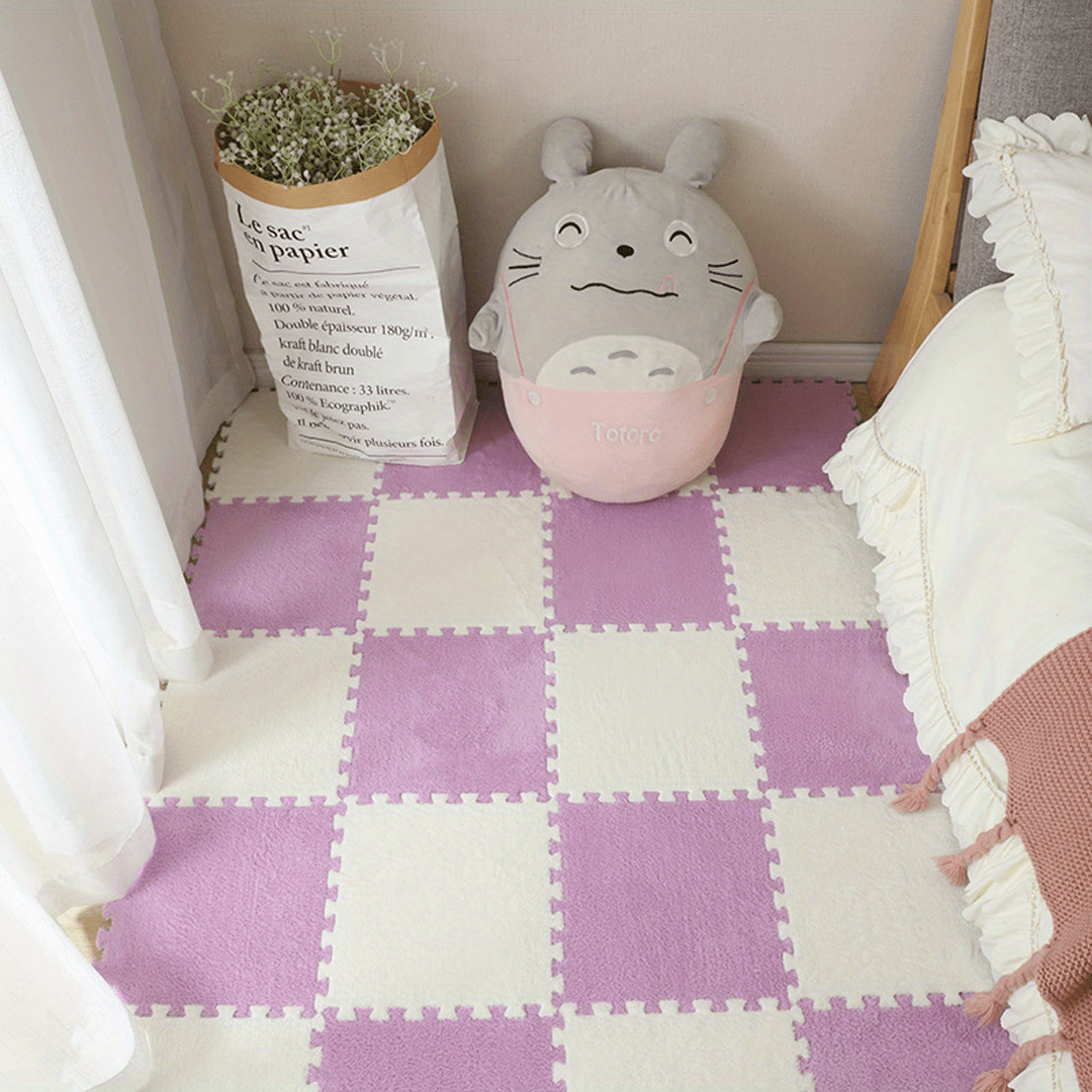 10pcs Plush Foam Puzzle Mats for Kids' Bedrooms & Floors