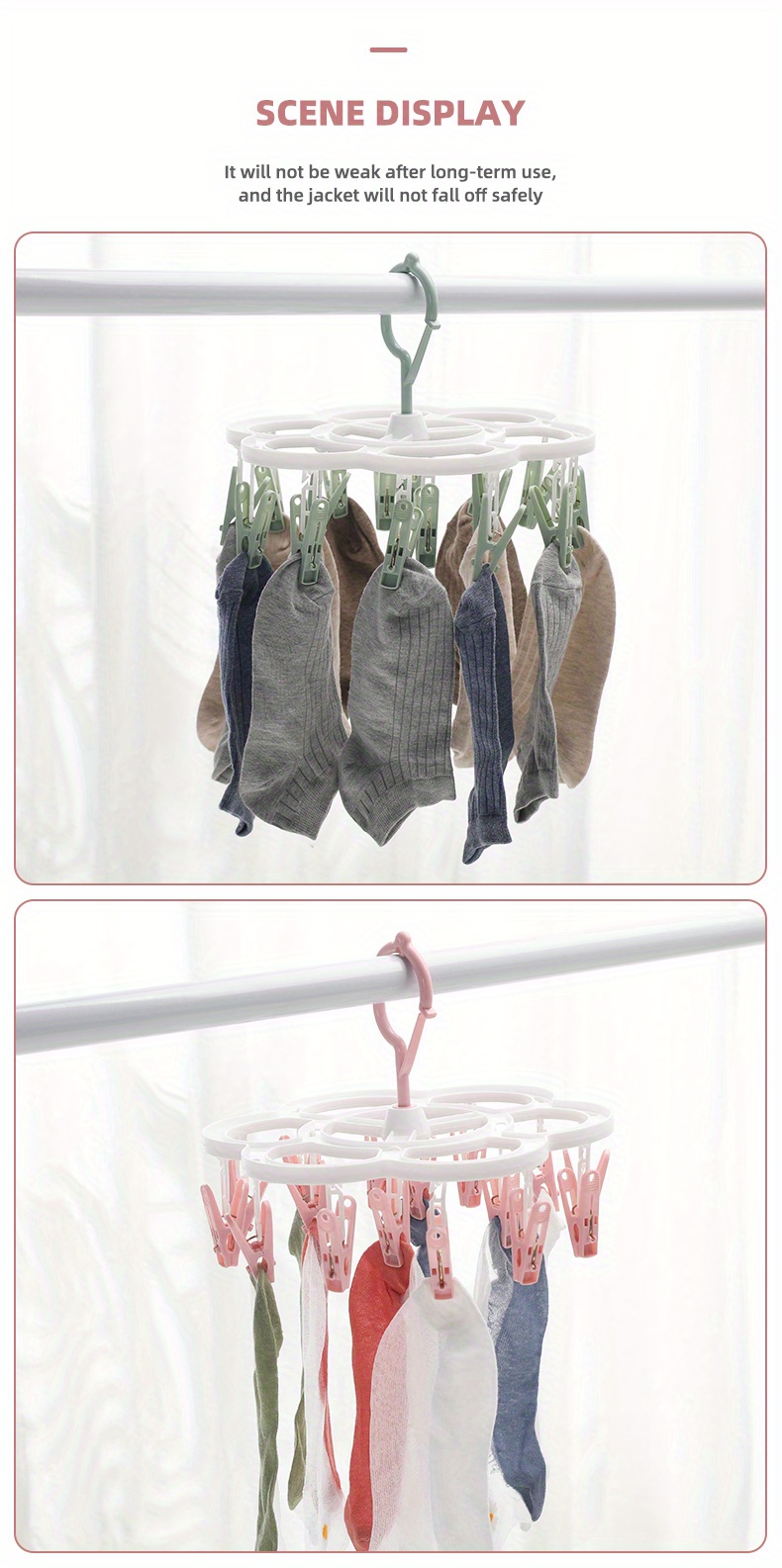 1pc   clothes hanger with 16 clothespins for socks bras and underwear     for easy drying and organization details 4