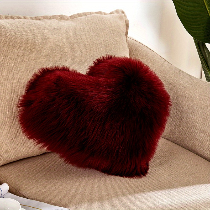 Heart Shaped Throw Pillow Cushion Long Plush Cushion - Temu