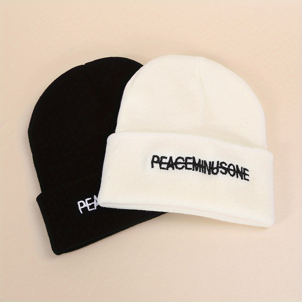 Fashionable Sport Knit Beanie Hat With Letter Embroidery, Autumn